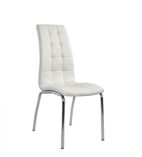 Καρέκλα Λευκή Καπιτονέ - Χρώμιο